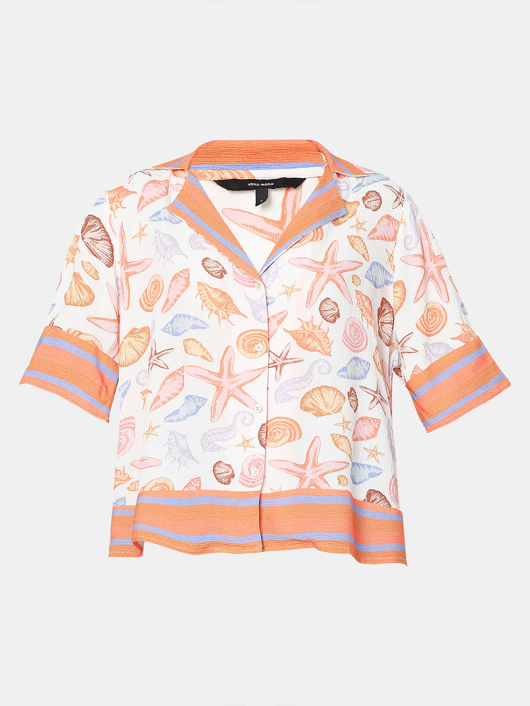 White Seashell Print Shirt