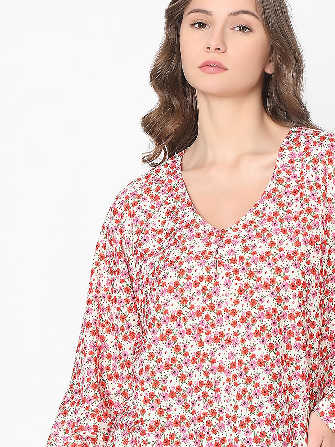 Red Floral Print Top