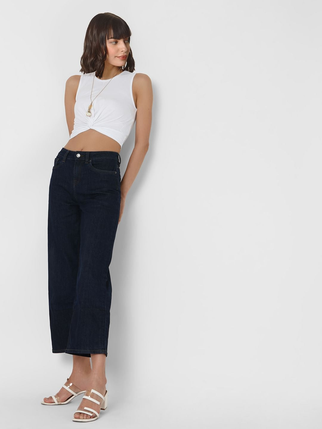 White Front Twist Crop Top