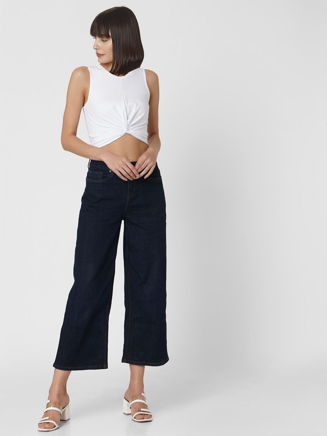 White Front Twist Crop Top