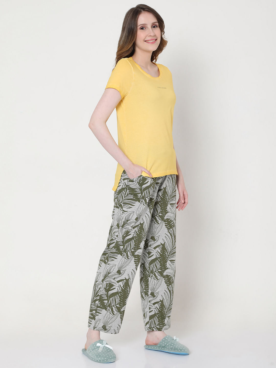 Yellow & Green T-Shirt & Pyjama Set