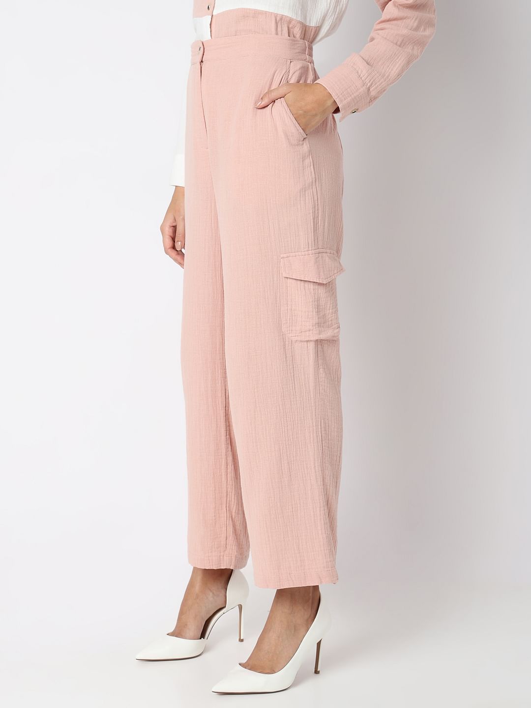 Pink High Rise Co-Ord Set Pants