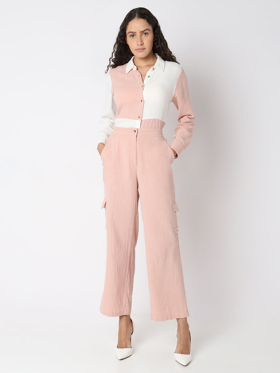 Pink High Rise Co-Ord Set Pants