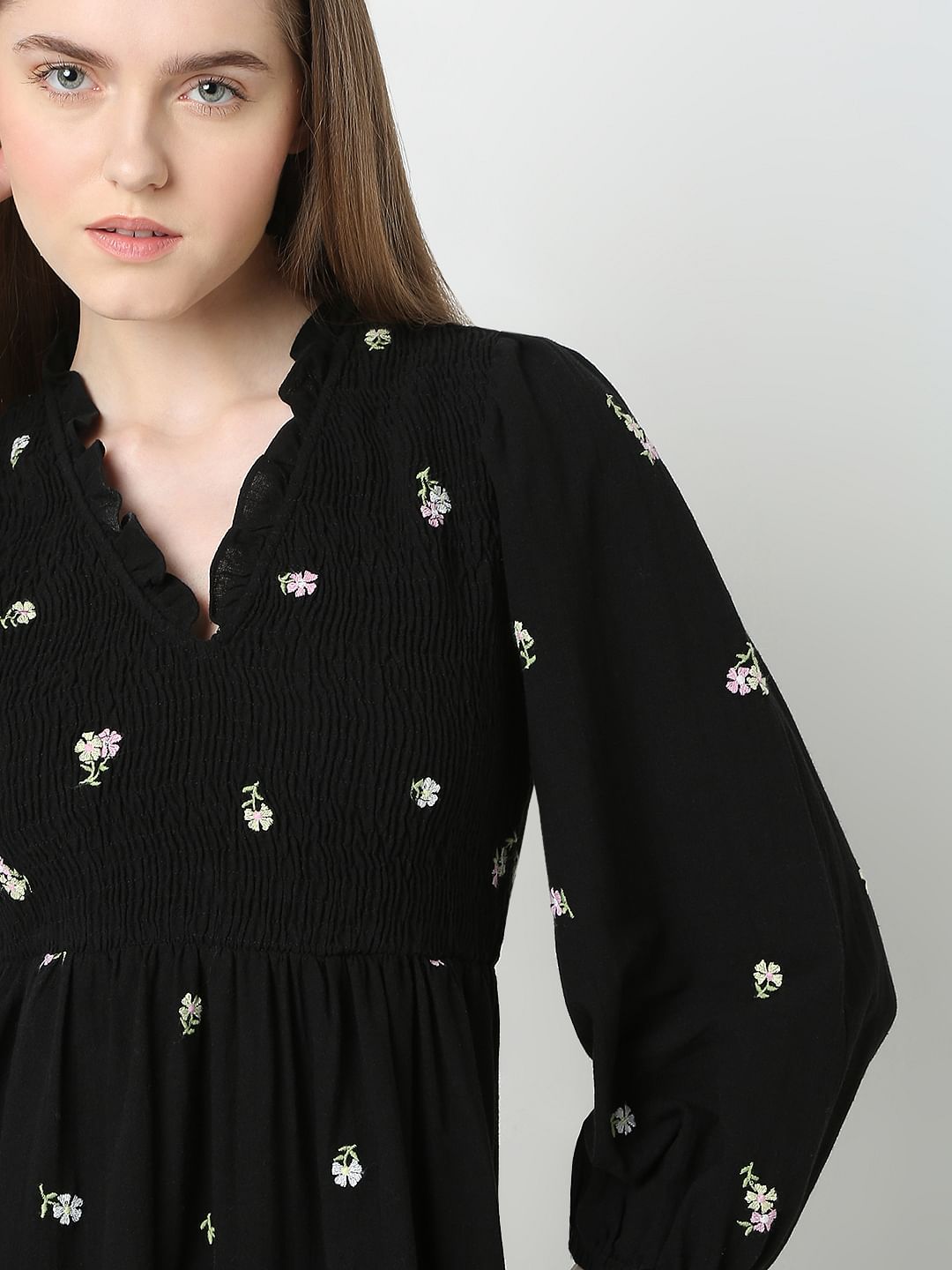 Black Printed Midi Dress