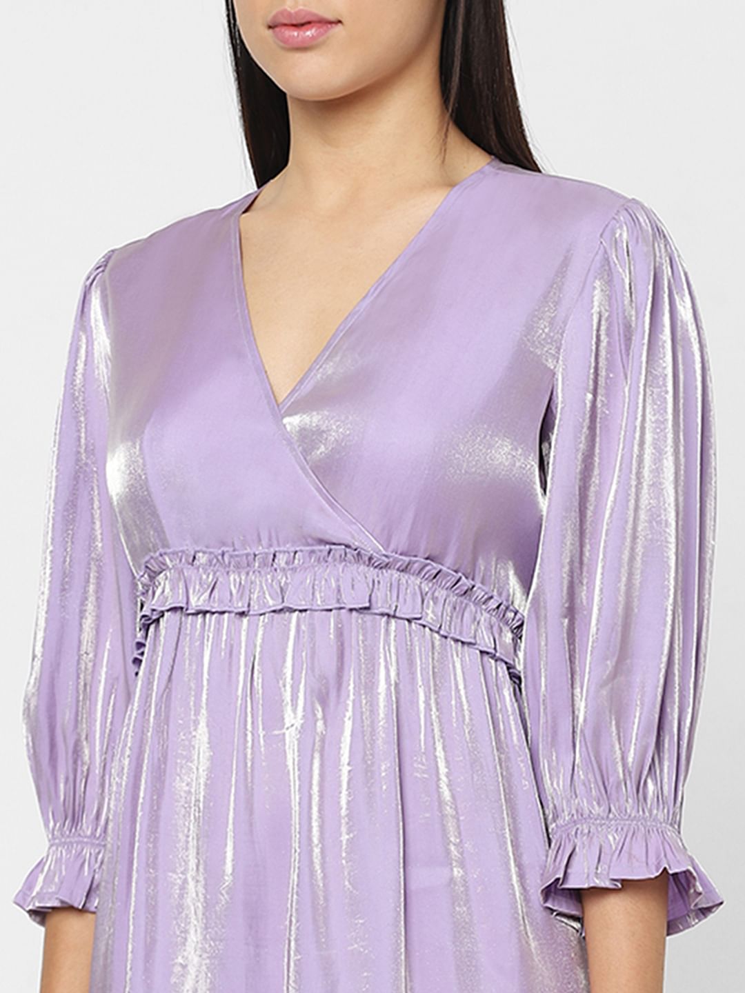 Purple Frilled Midi Dress