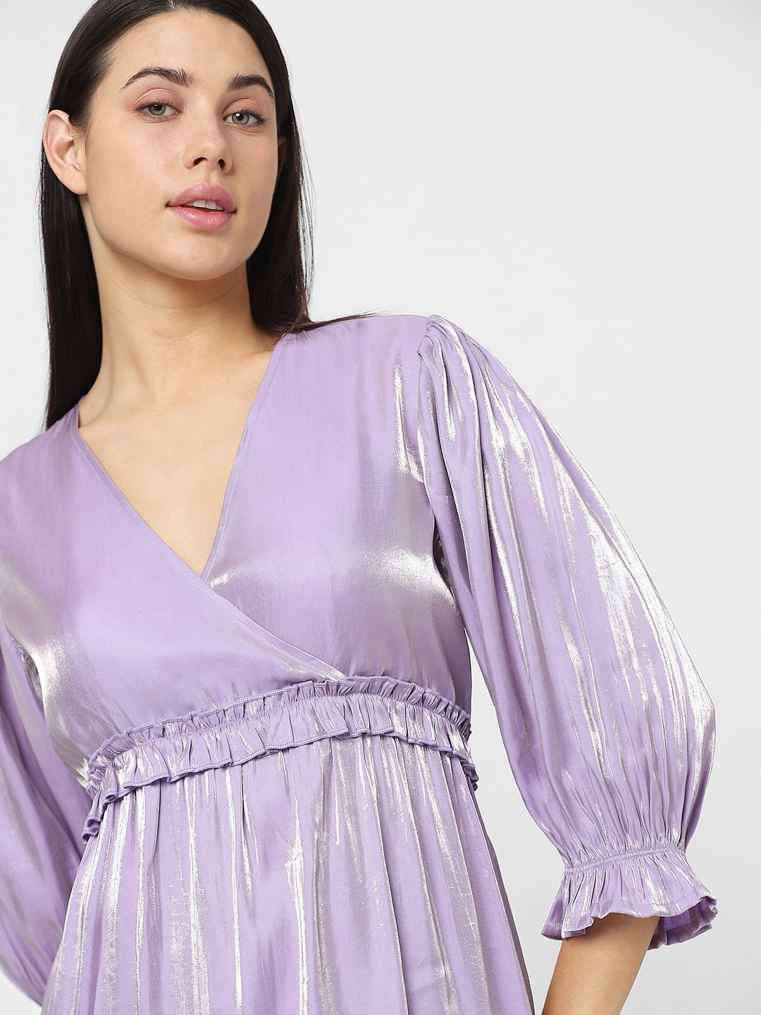 Purple Frilled Midi Dress