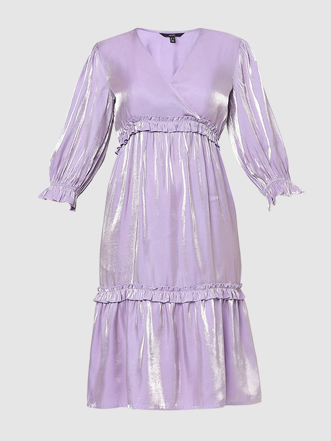 Purple Frilled Midi Dress