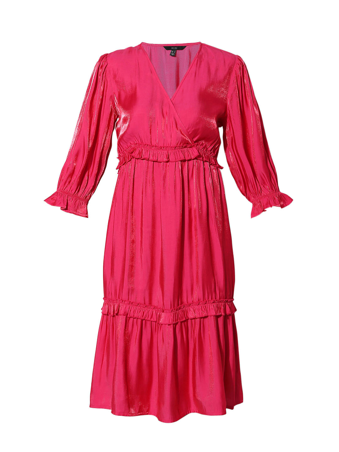 Pink Frilled Midi Dress