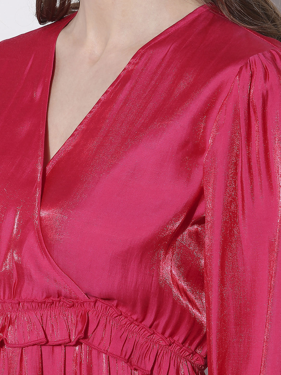 Pink Frilled Midi Dress