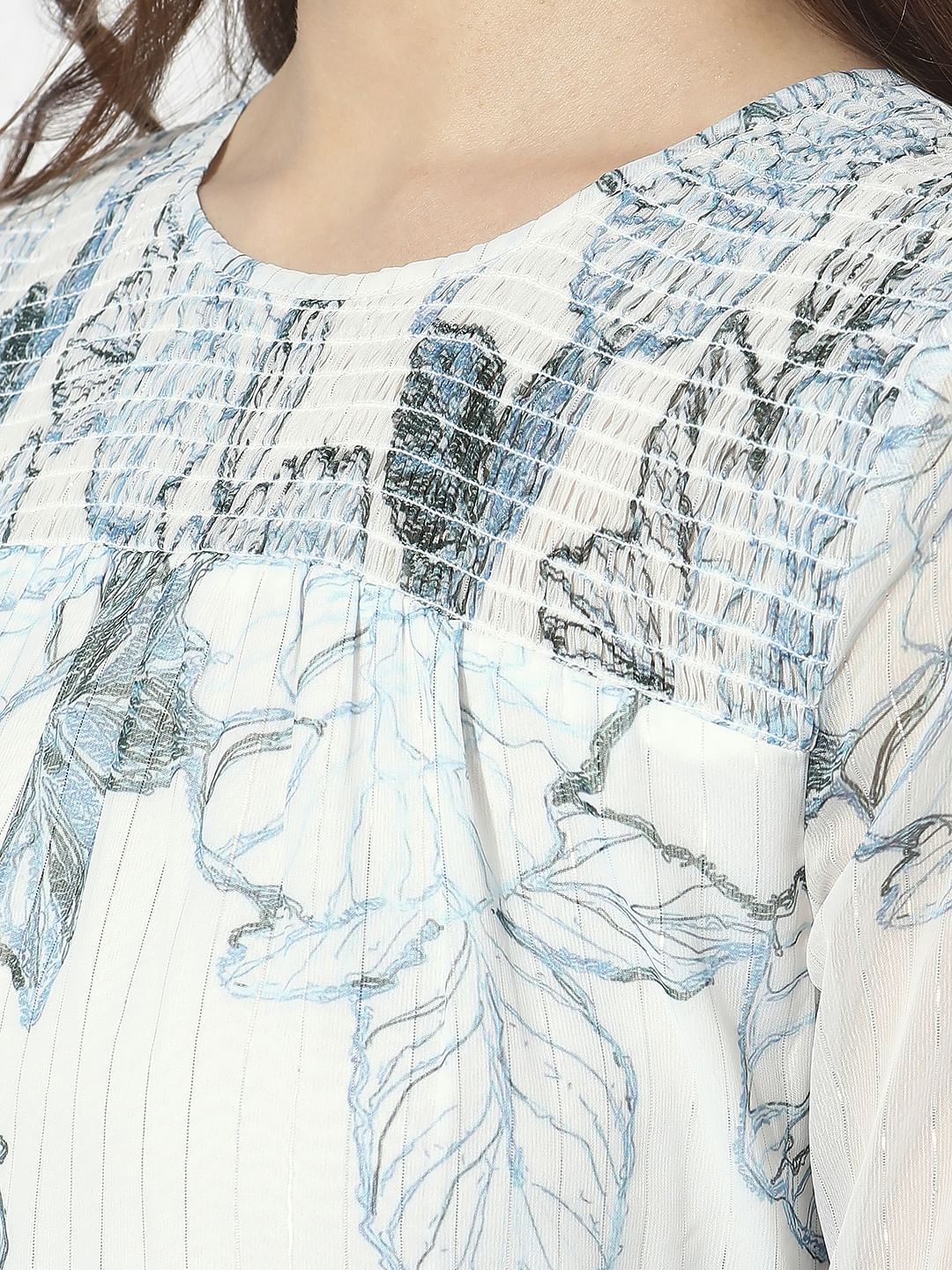 White Floral Print Midi Dress