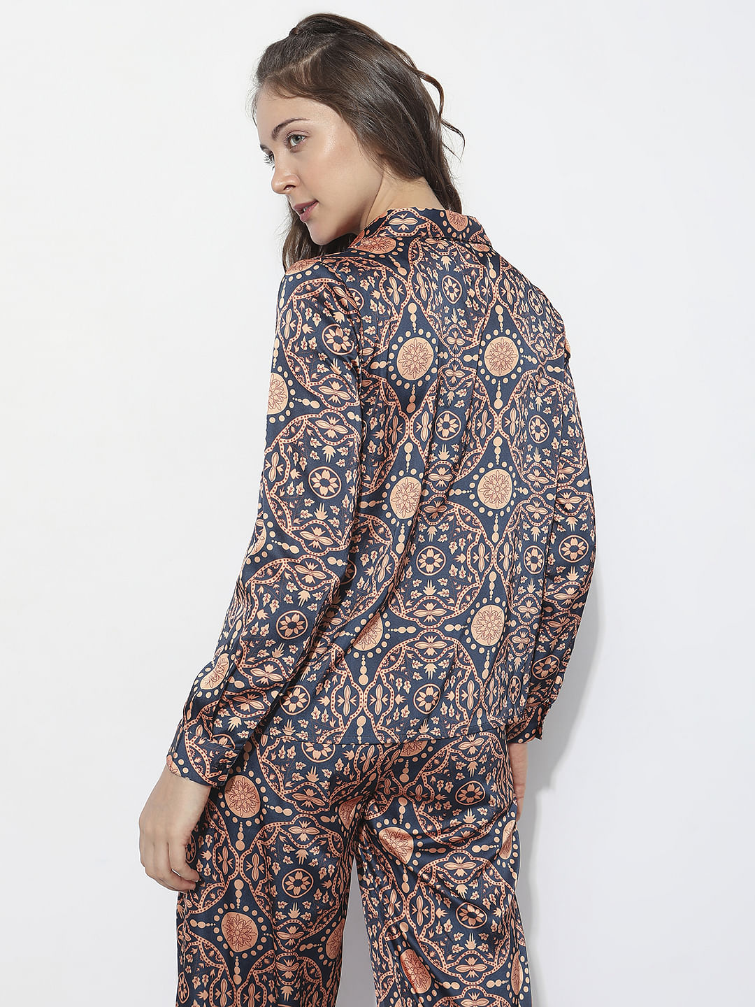 Blue All Over Print Co-Ord Set Shirt