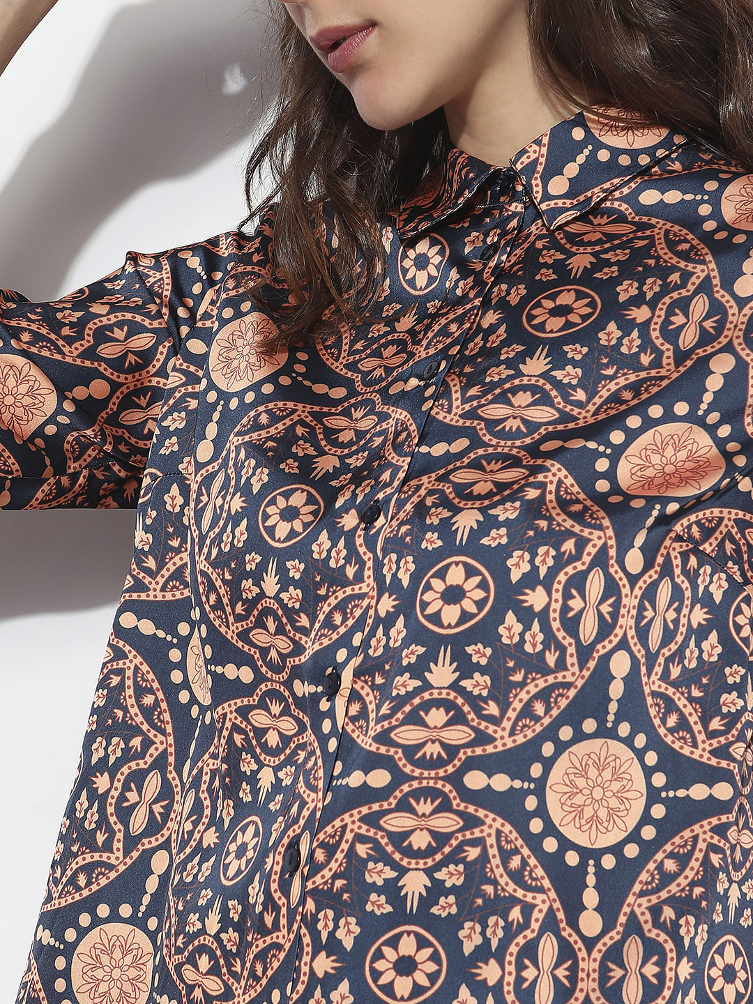 Blue All Over Print Co-Ord Set Shirt