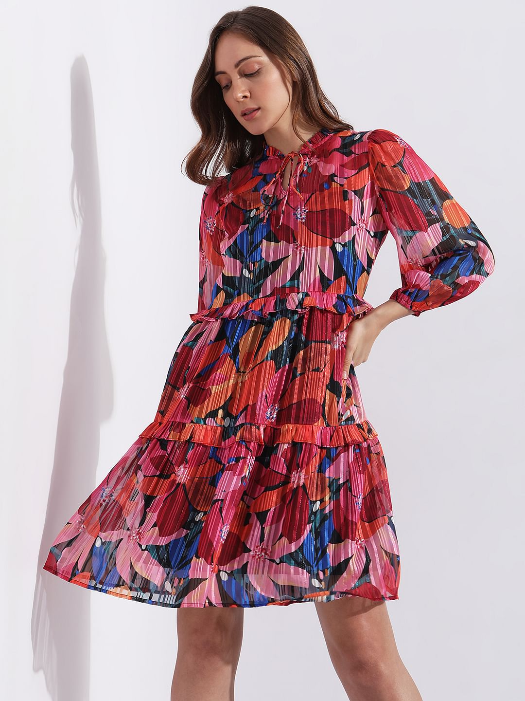 Pink Floral Print Shift Dress