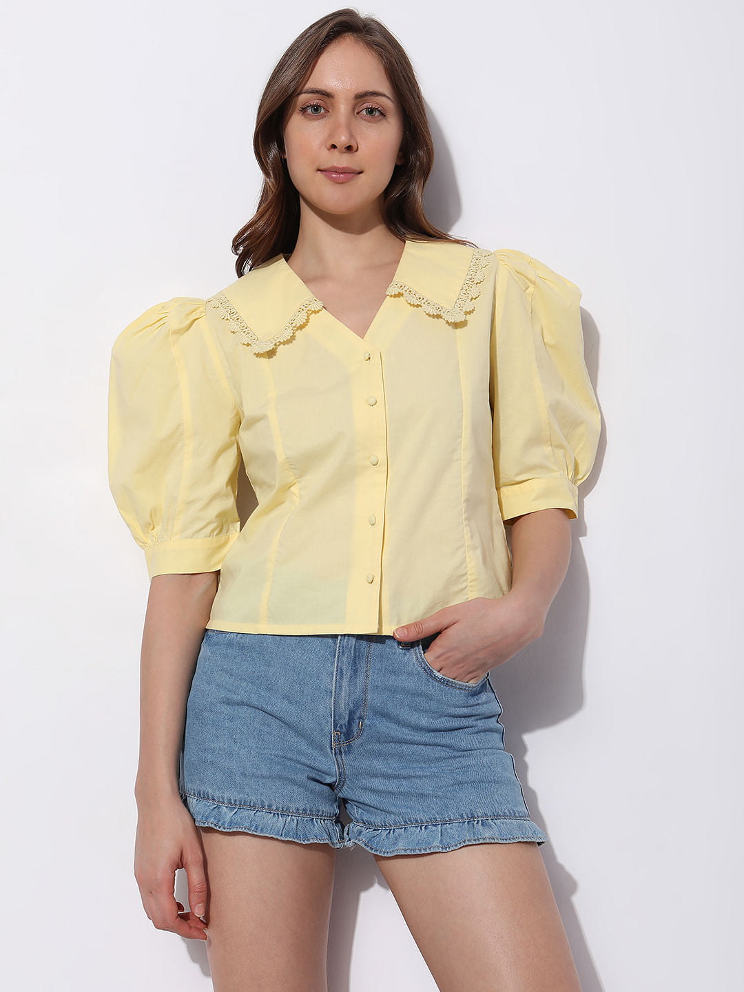 Yellow Puff Sleeves Top