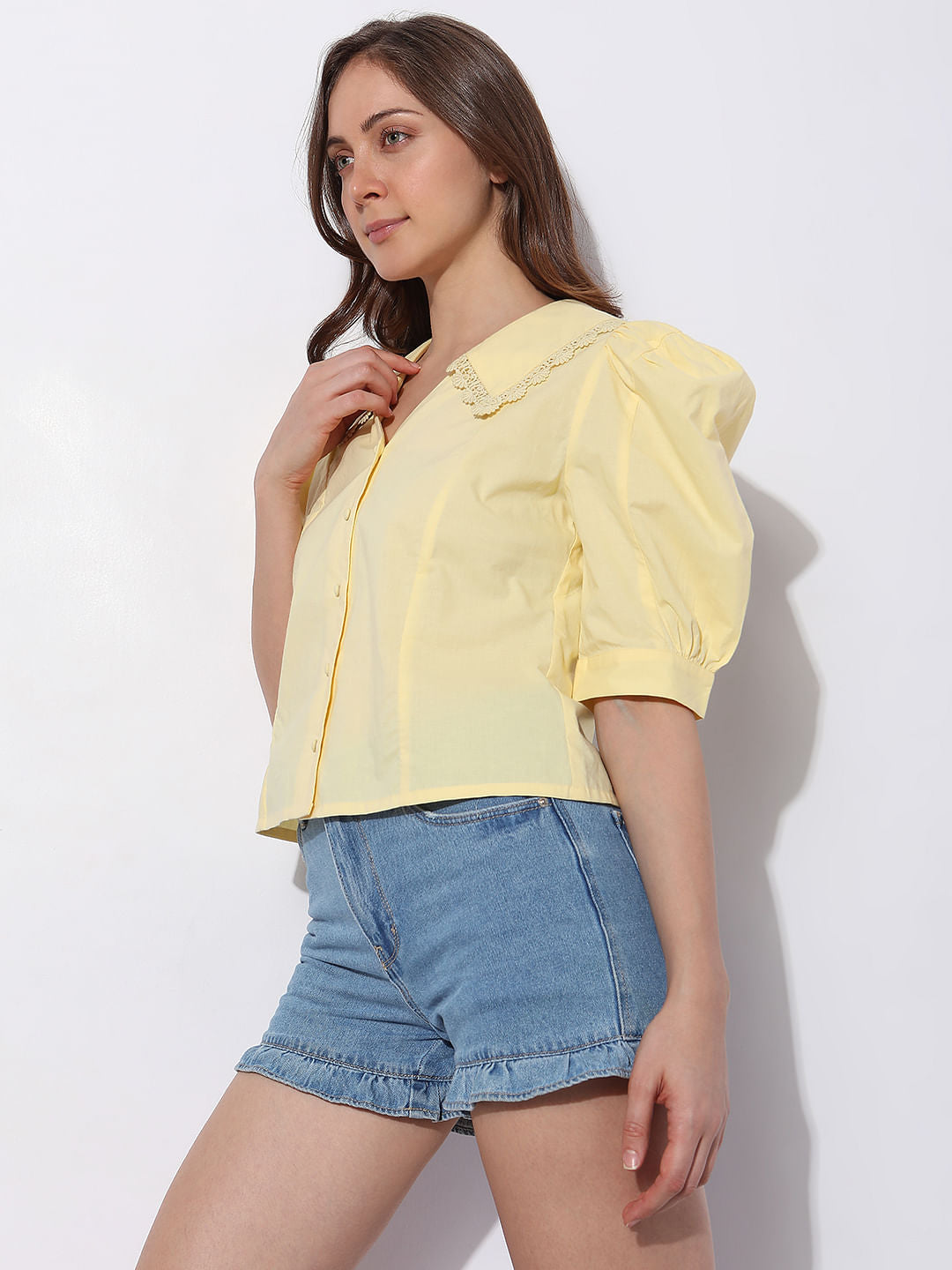 Yellow Puff Sleeves Top