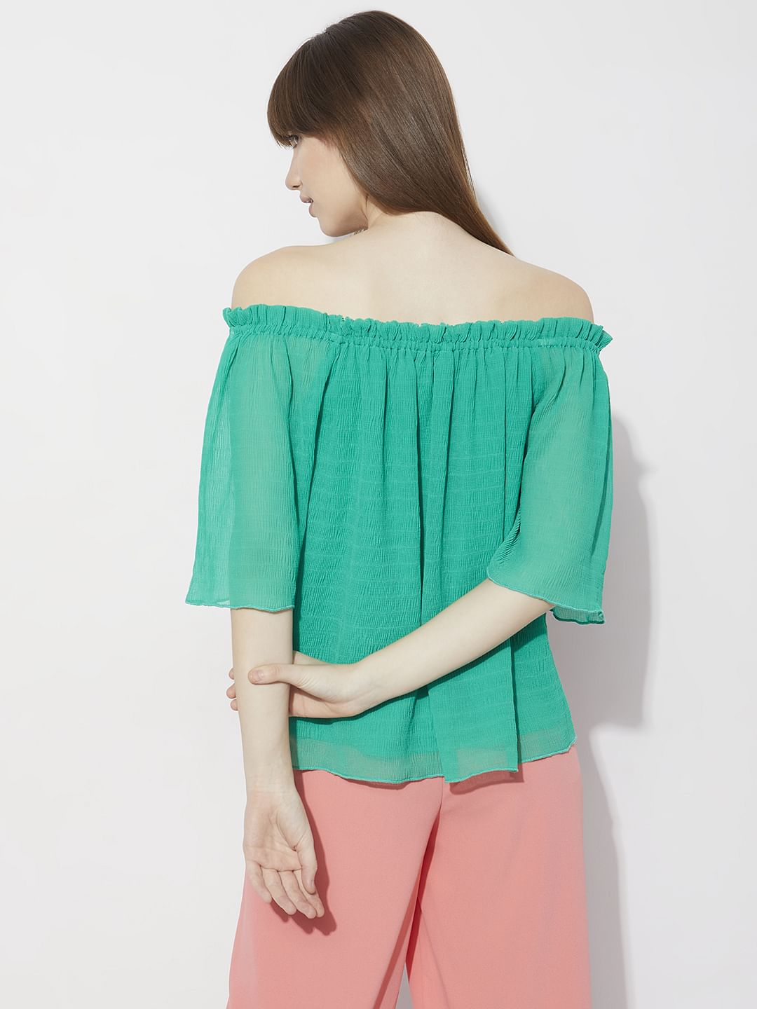 Green Off-Shoulder Top