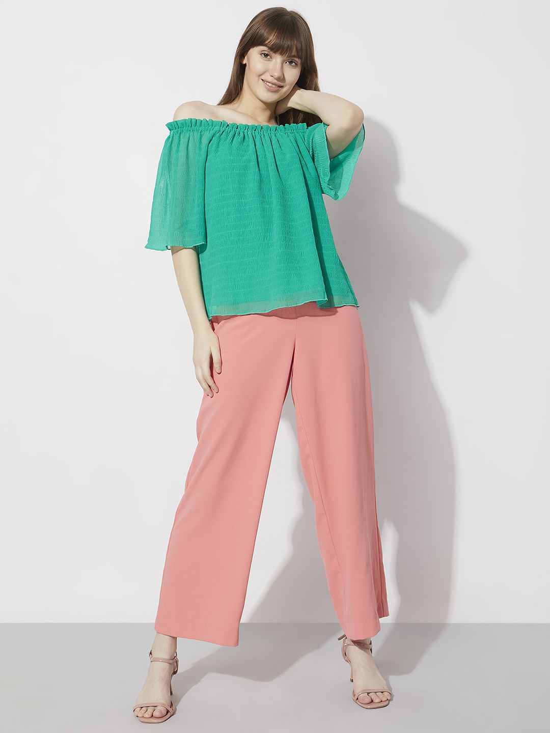 Green Off-Shoulder Top