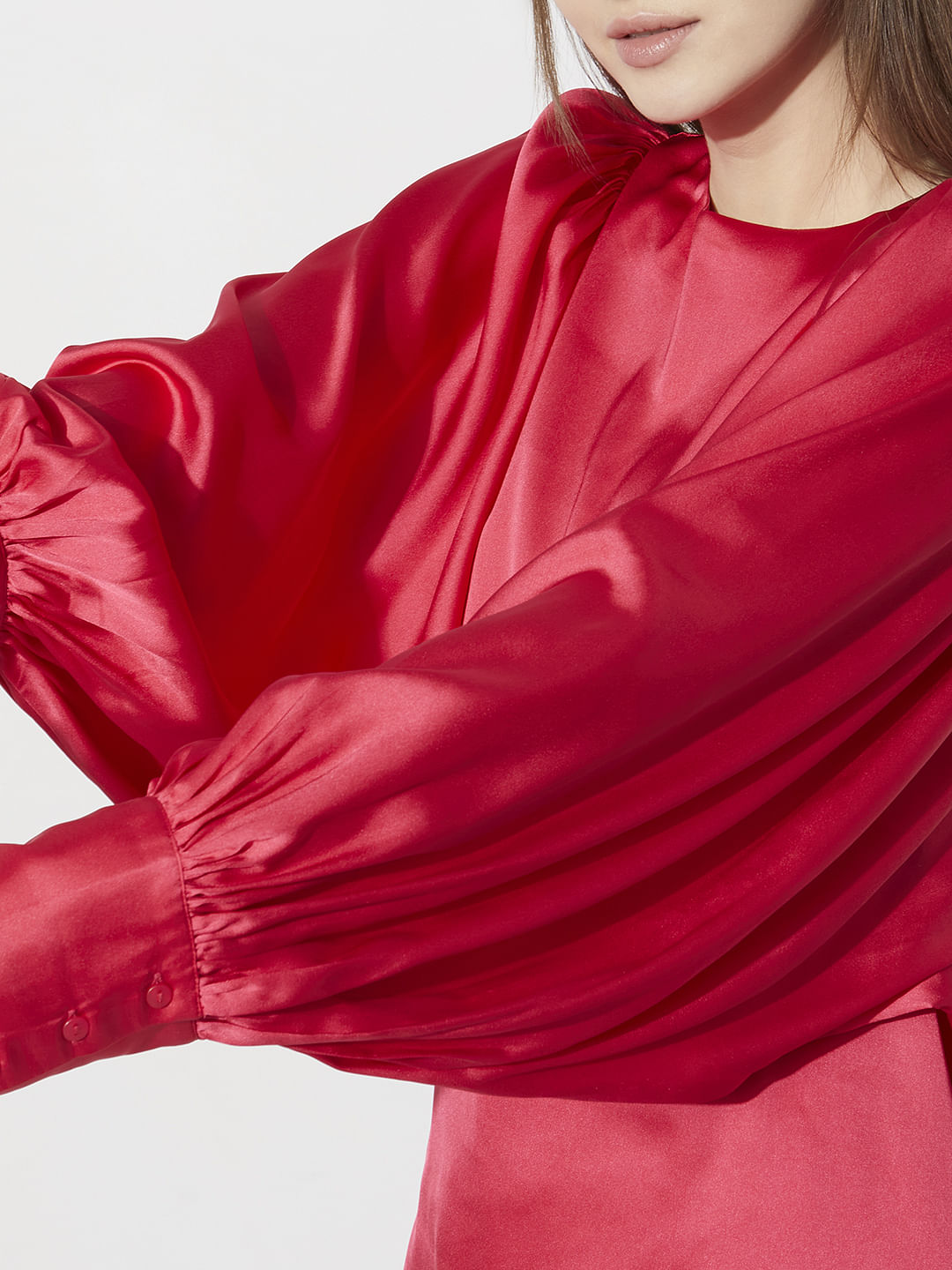 Magenta Batwing Sleeves Top