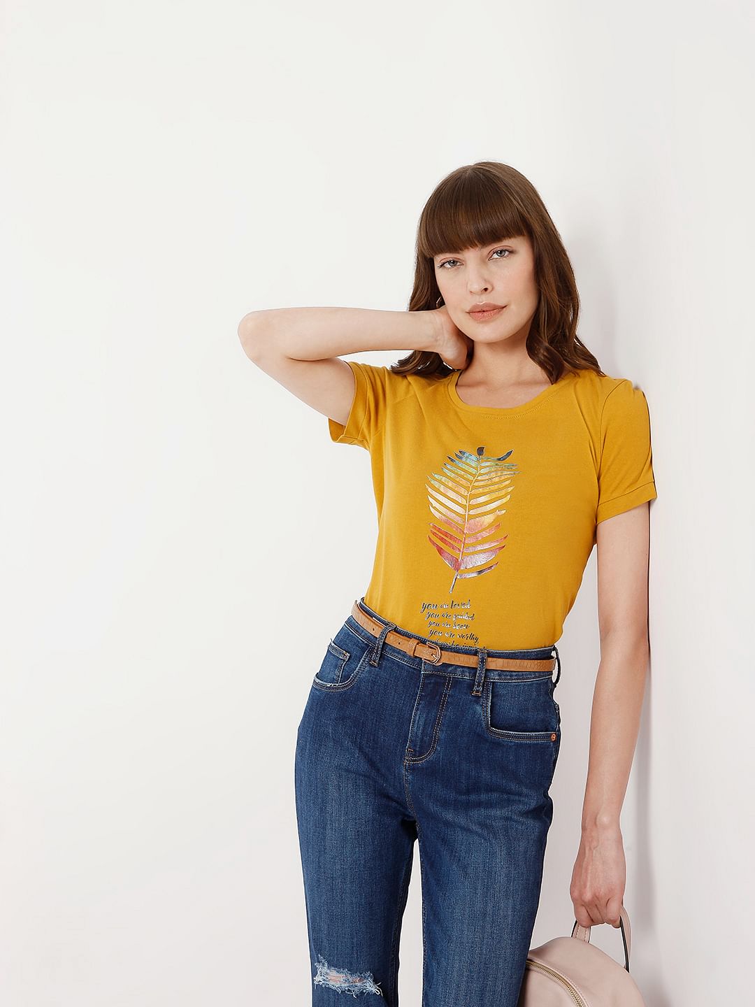 Mustard Graphic Print T-Shirt - XS