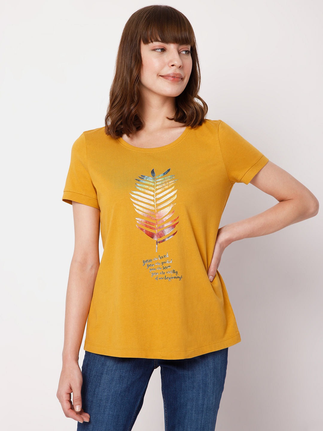 Mustard Graphic Print T-Shirt