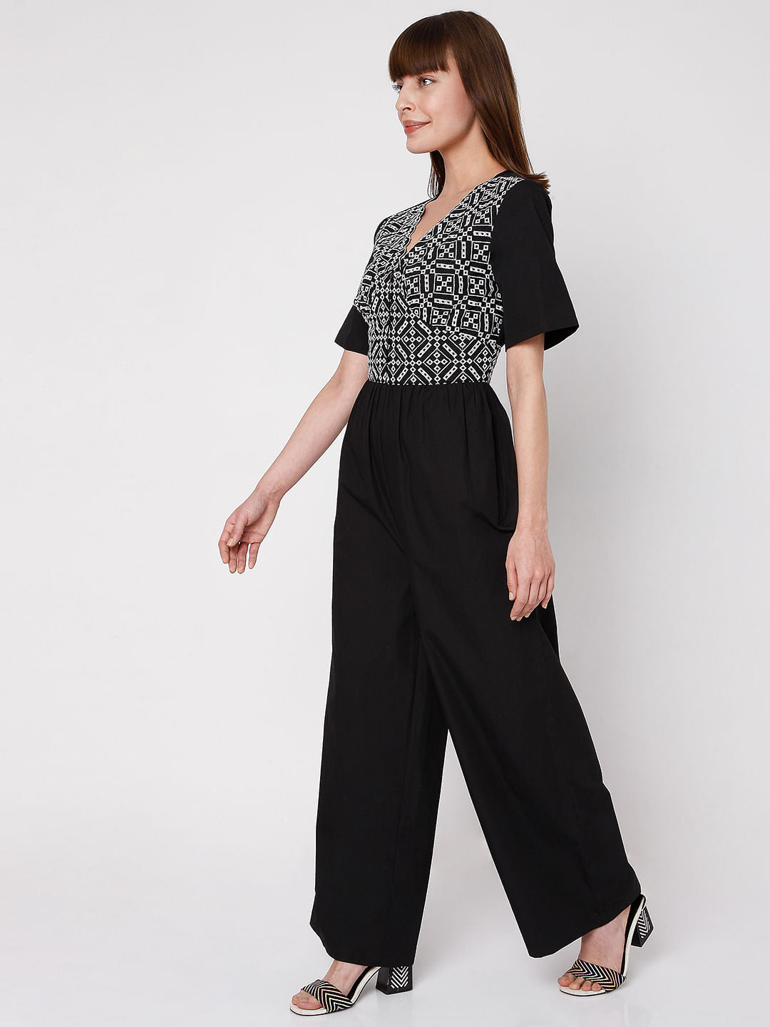 Black Embroidered Jumpsuit