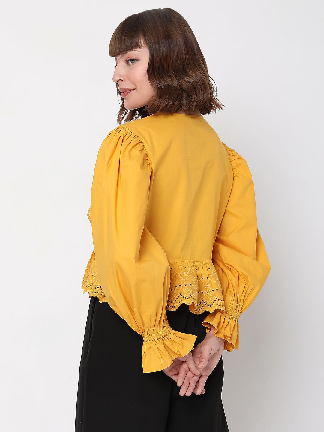 Yellow Embroidered Lace Top