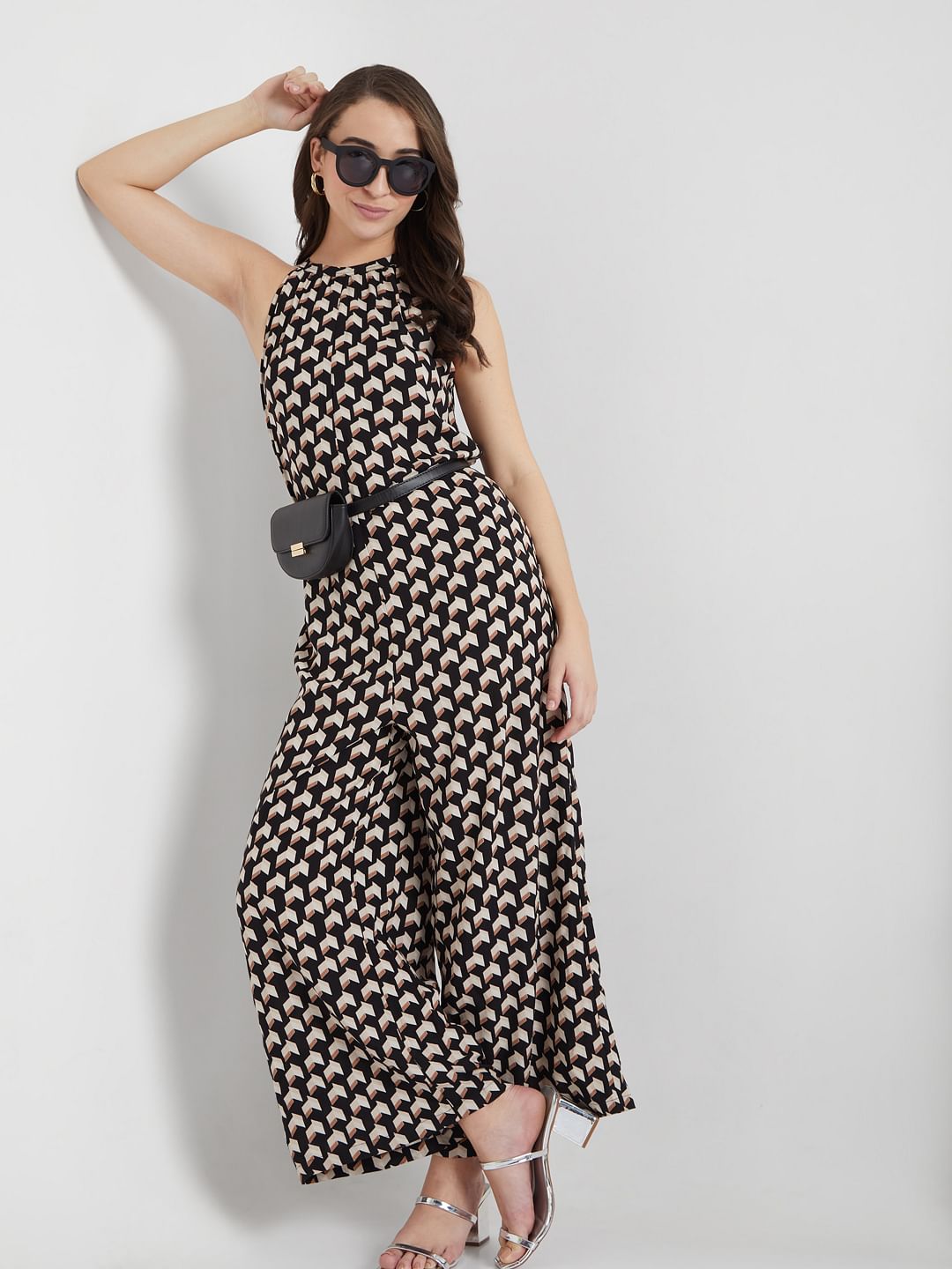 Black Printed Halter Neck Jumpsuit