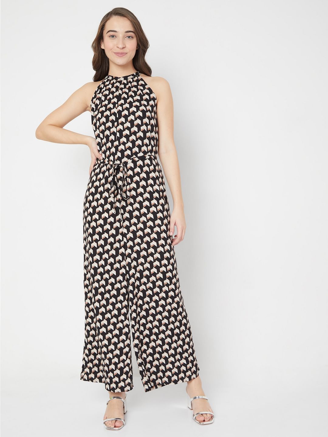 Black Printed Halter Neck Jumpsuit