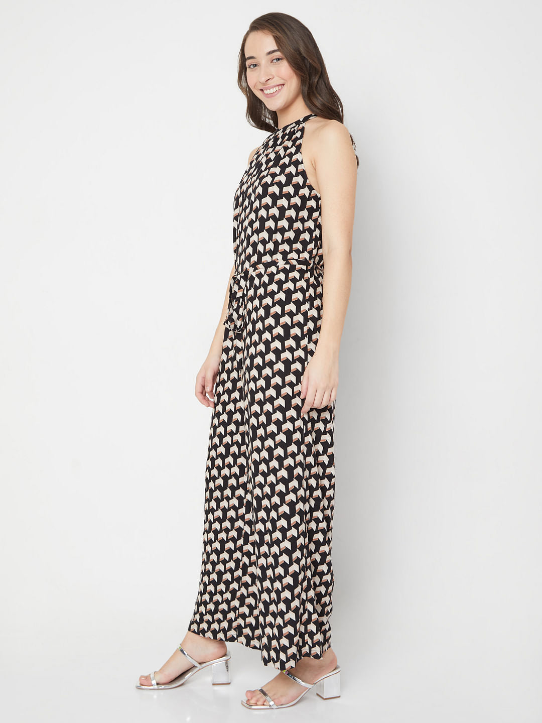 Black Printed Halter Neck Jumpsuit