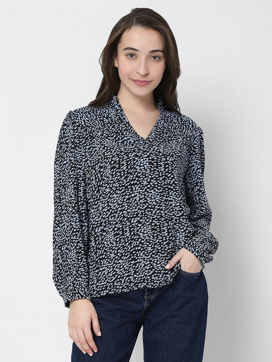 Black All Over Print Top