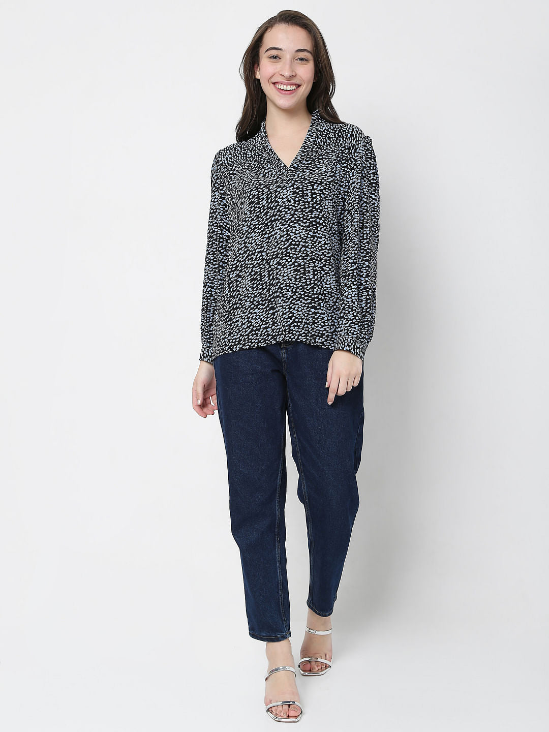 Black All Over Print Top