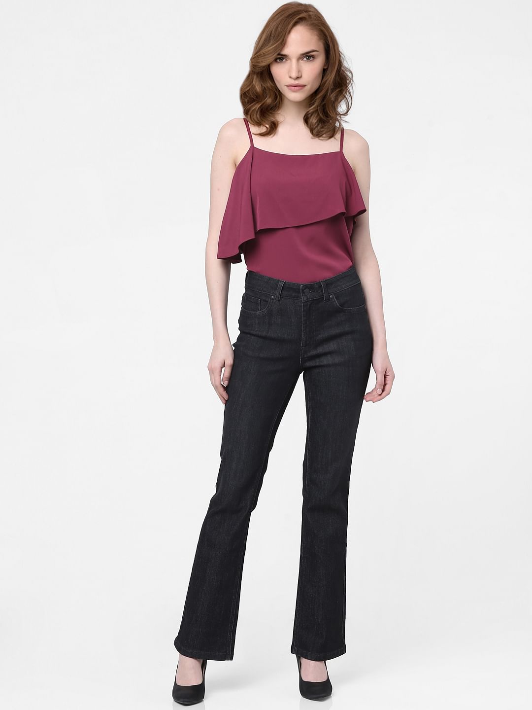 Black Mid Rise Petra Bootcut Jeans