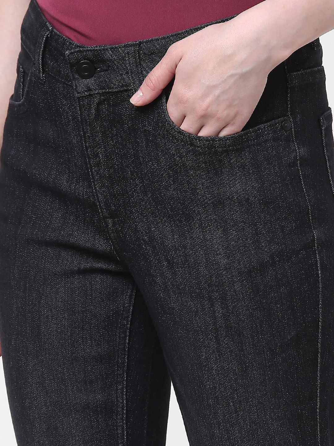 Black Mid Rise Petra Bootcut Jeans