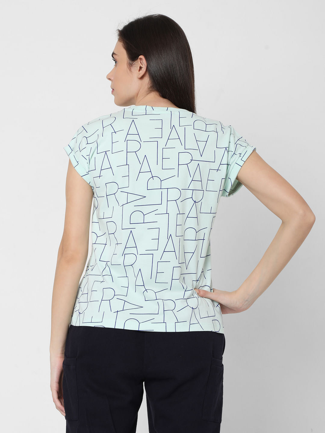 Sky Blue Alphabet Print T-Shirt