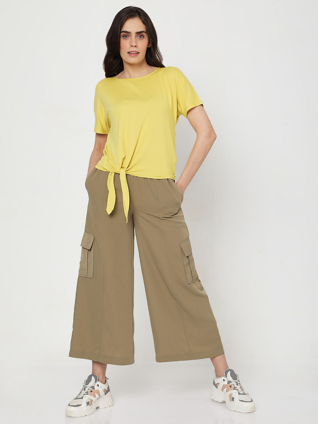 Yellow Tie-Up Detail T-Shirt