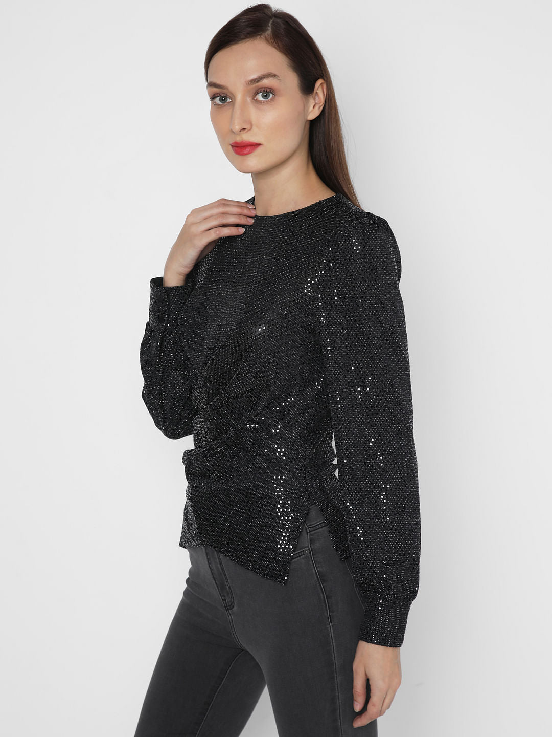 Black Lurex Knit Top