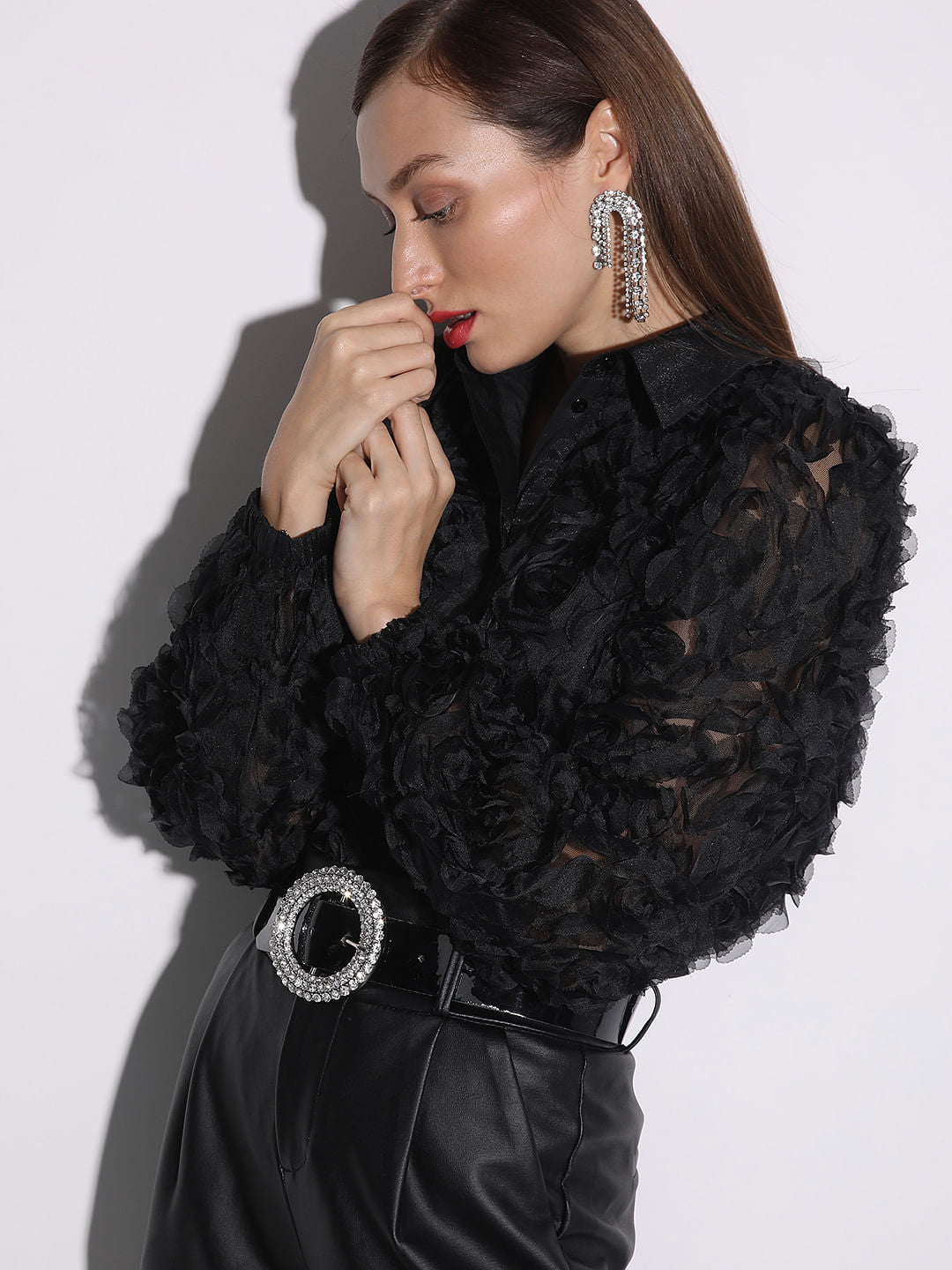 Black Rose Textured Shirt