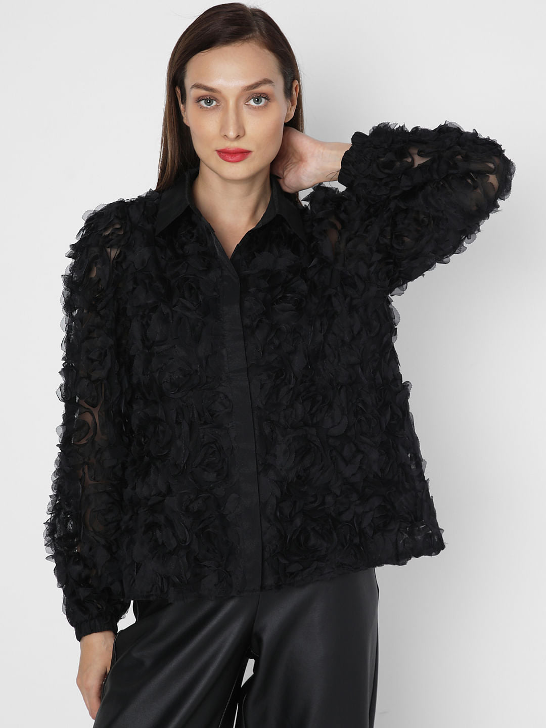 Black Rose Textured Shirt