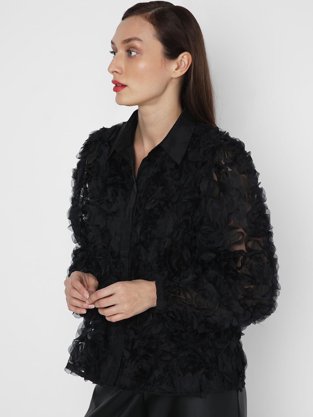 Black Rose Textured Shirt