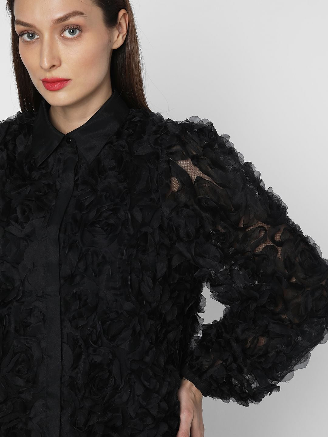 Black Rose Textured Shirt