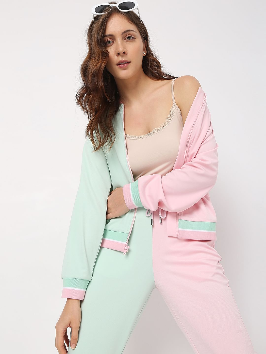 Pink Colourblocked Co-Ord Sweatshirt