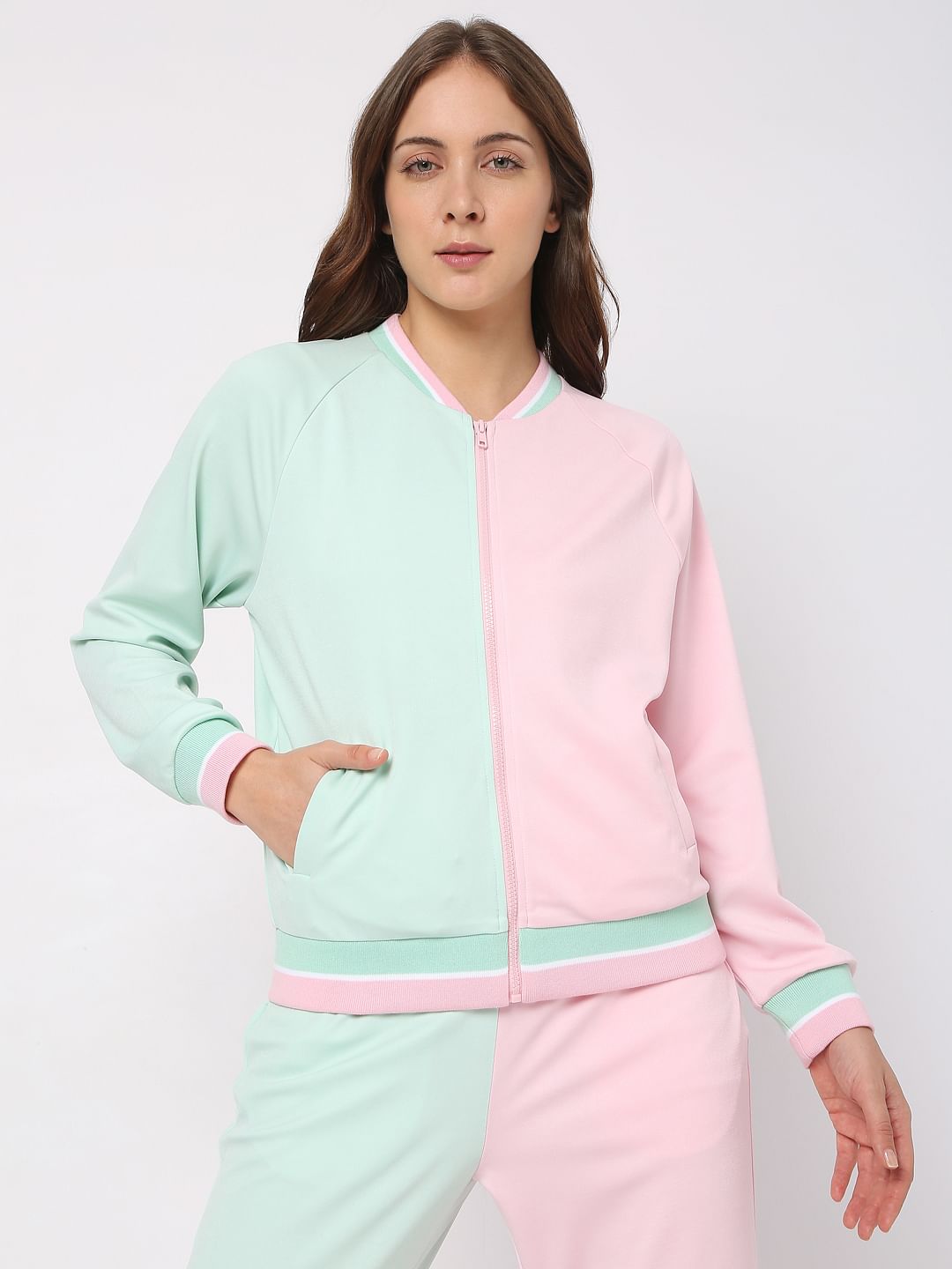 Pink Colourblocked Co-Ord Sweatshirt