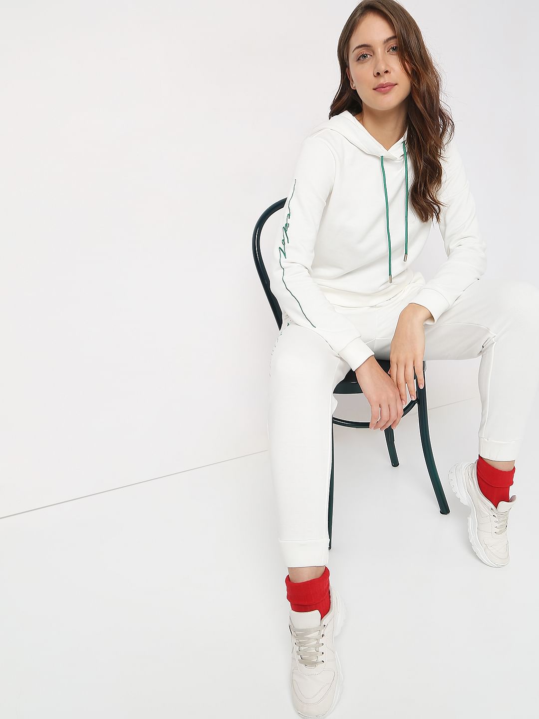 White Hooded Co-Ord Set Sweatshirt