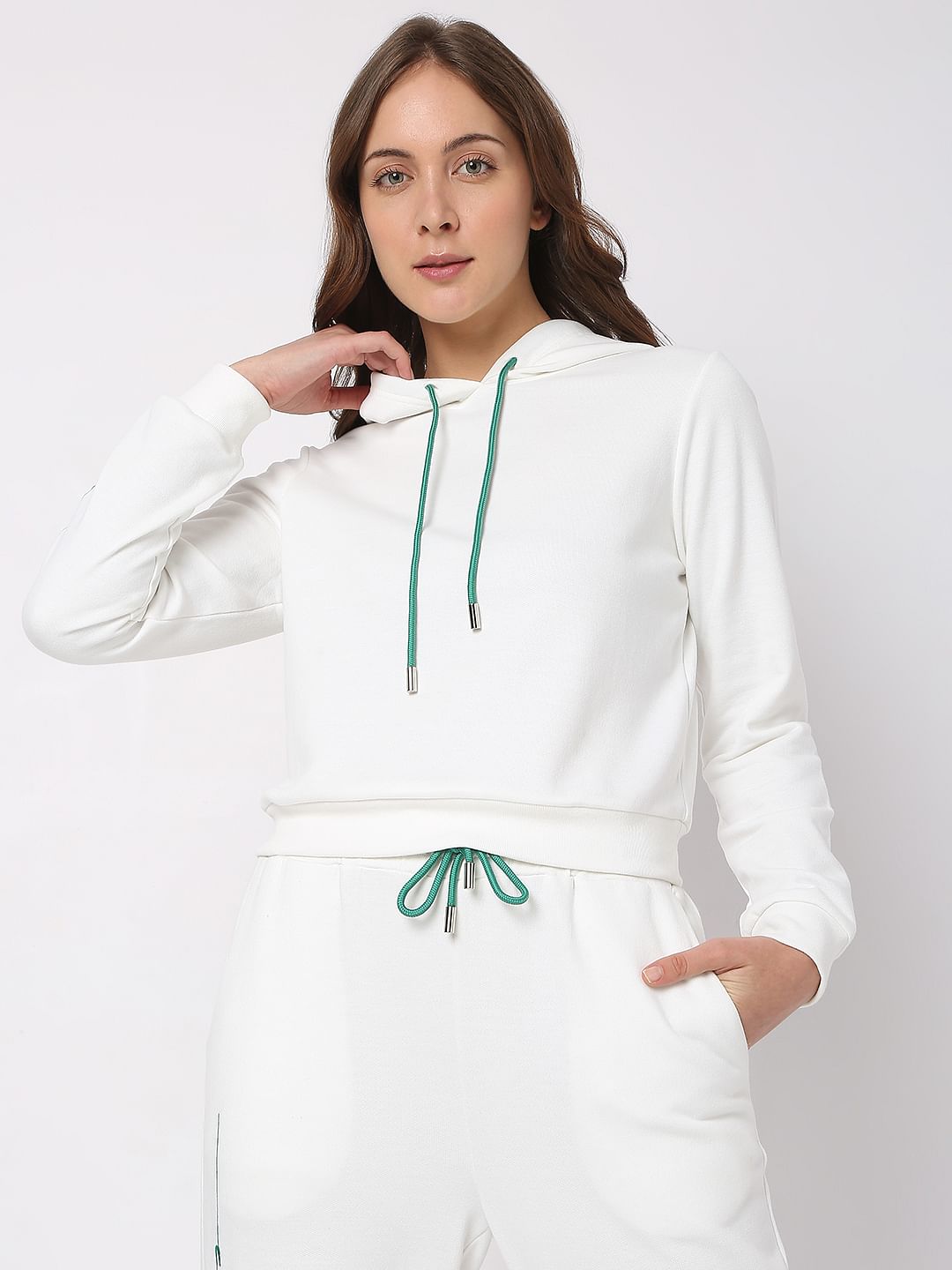 White Hooded Co-Ord Set Sweatshirt