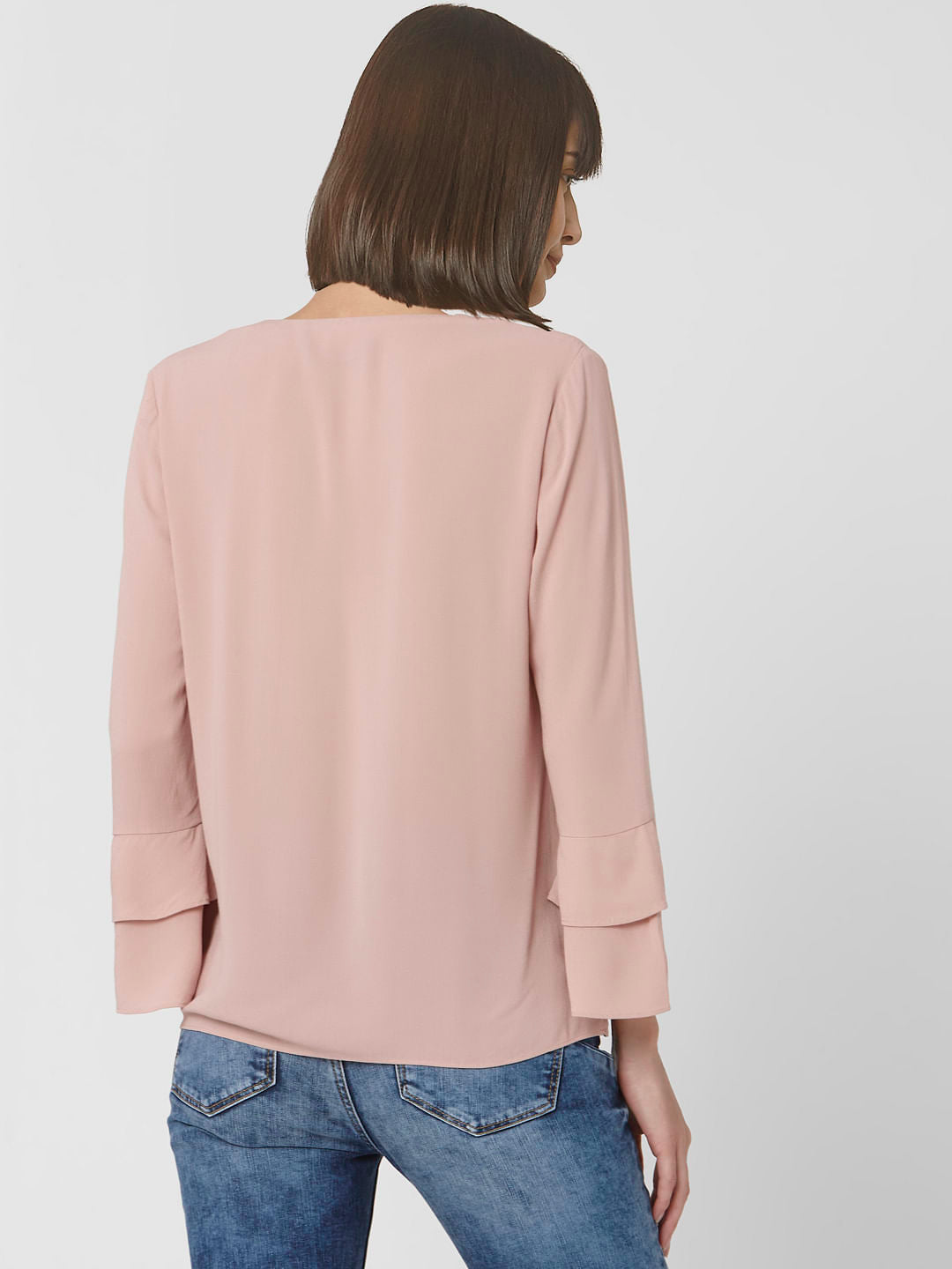 Light Pink Flute Sleeves Top