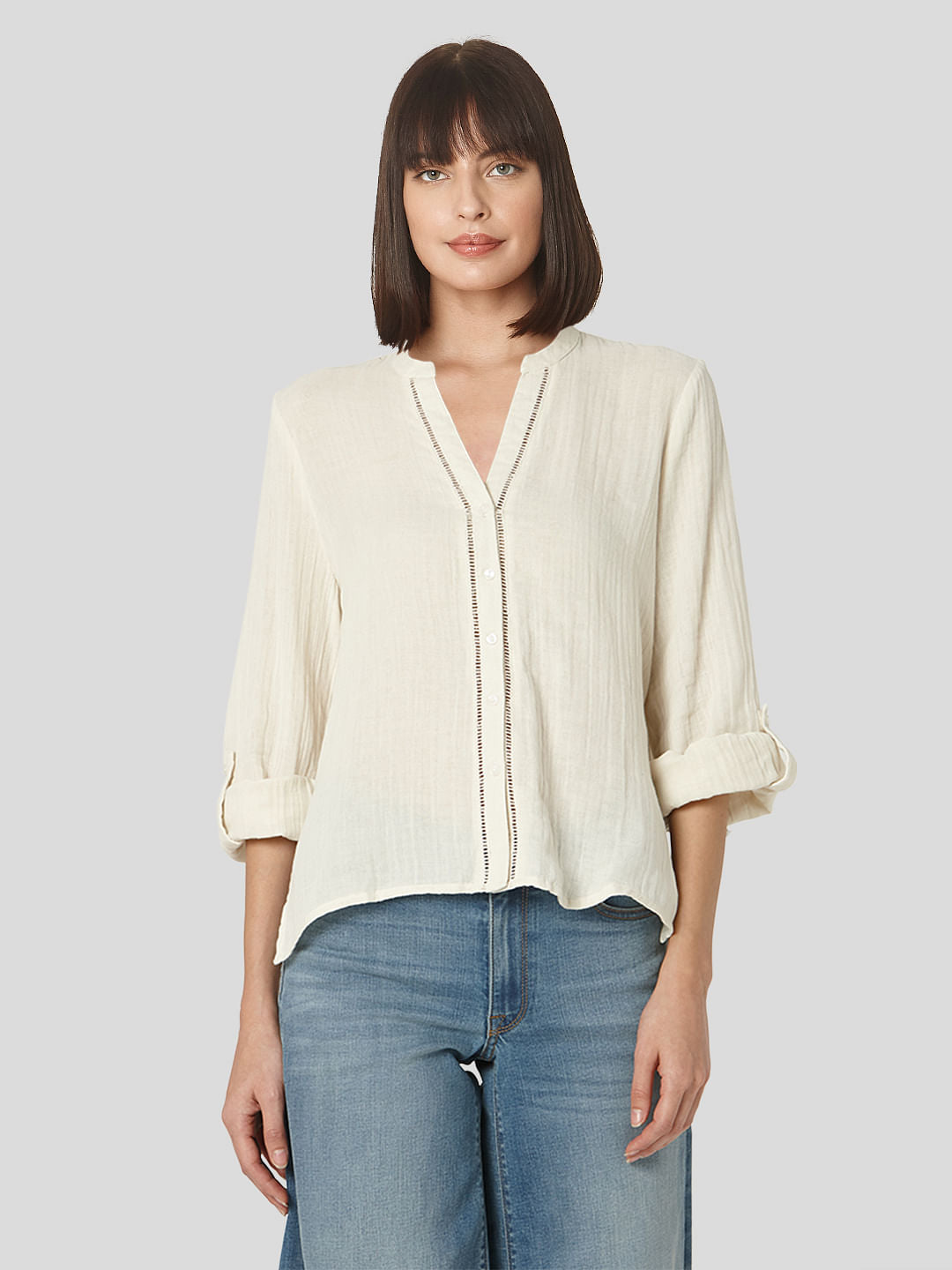 Beige Textured Organic Cotton Shirt