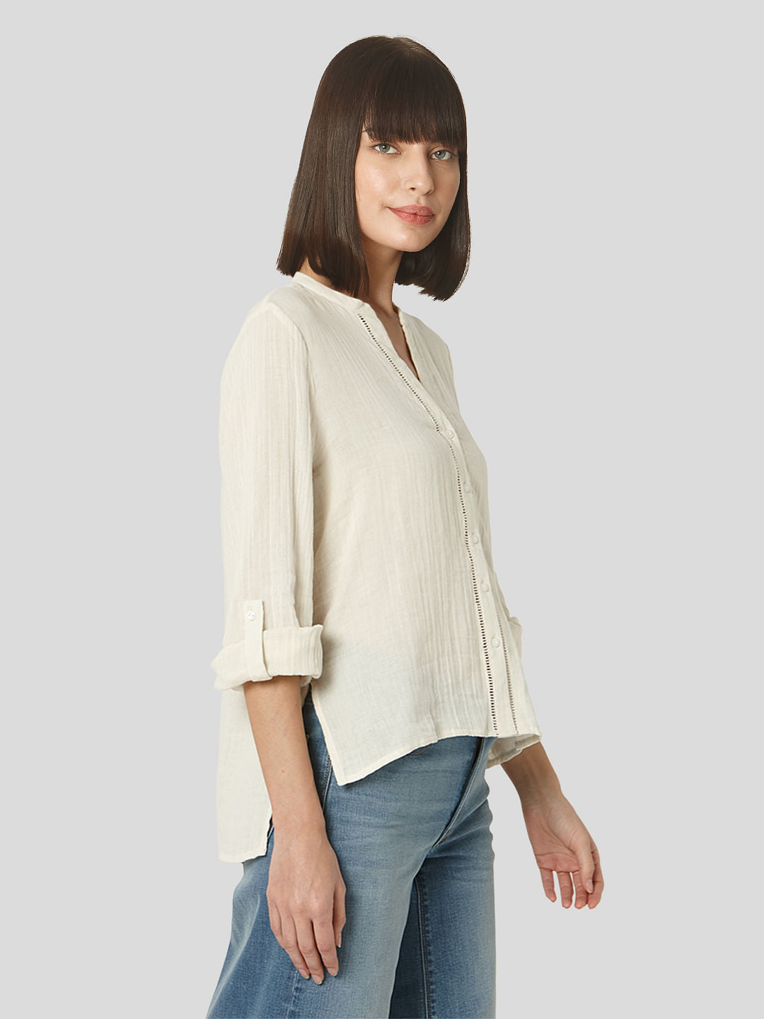 Beige Textured Organic Cotton Shirt