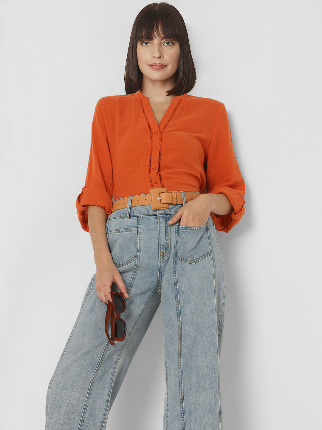 Orange Textured Organic Cotton Shirt