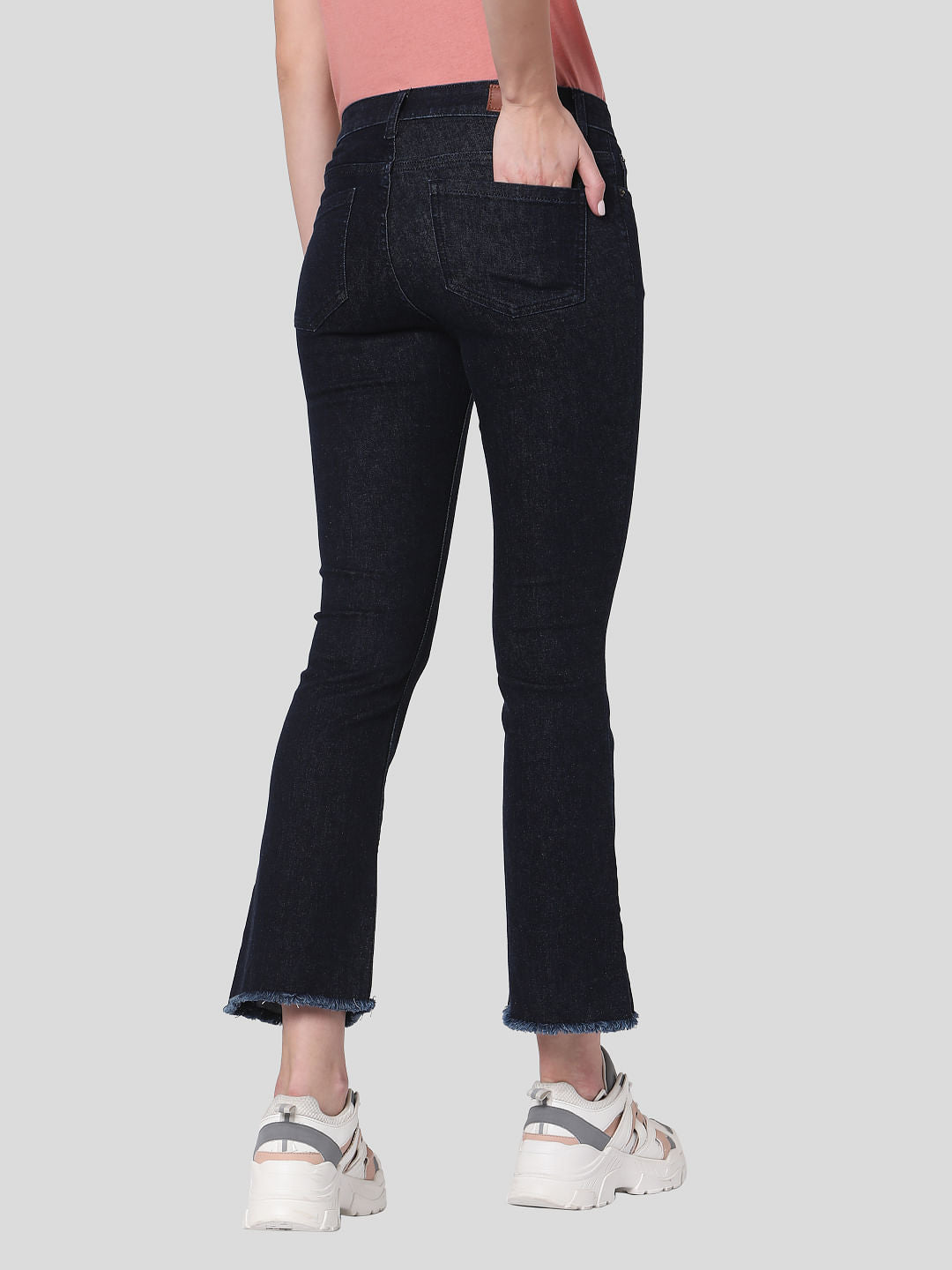 Dark Blue Mid Rise Boot Cut Jeans