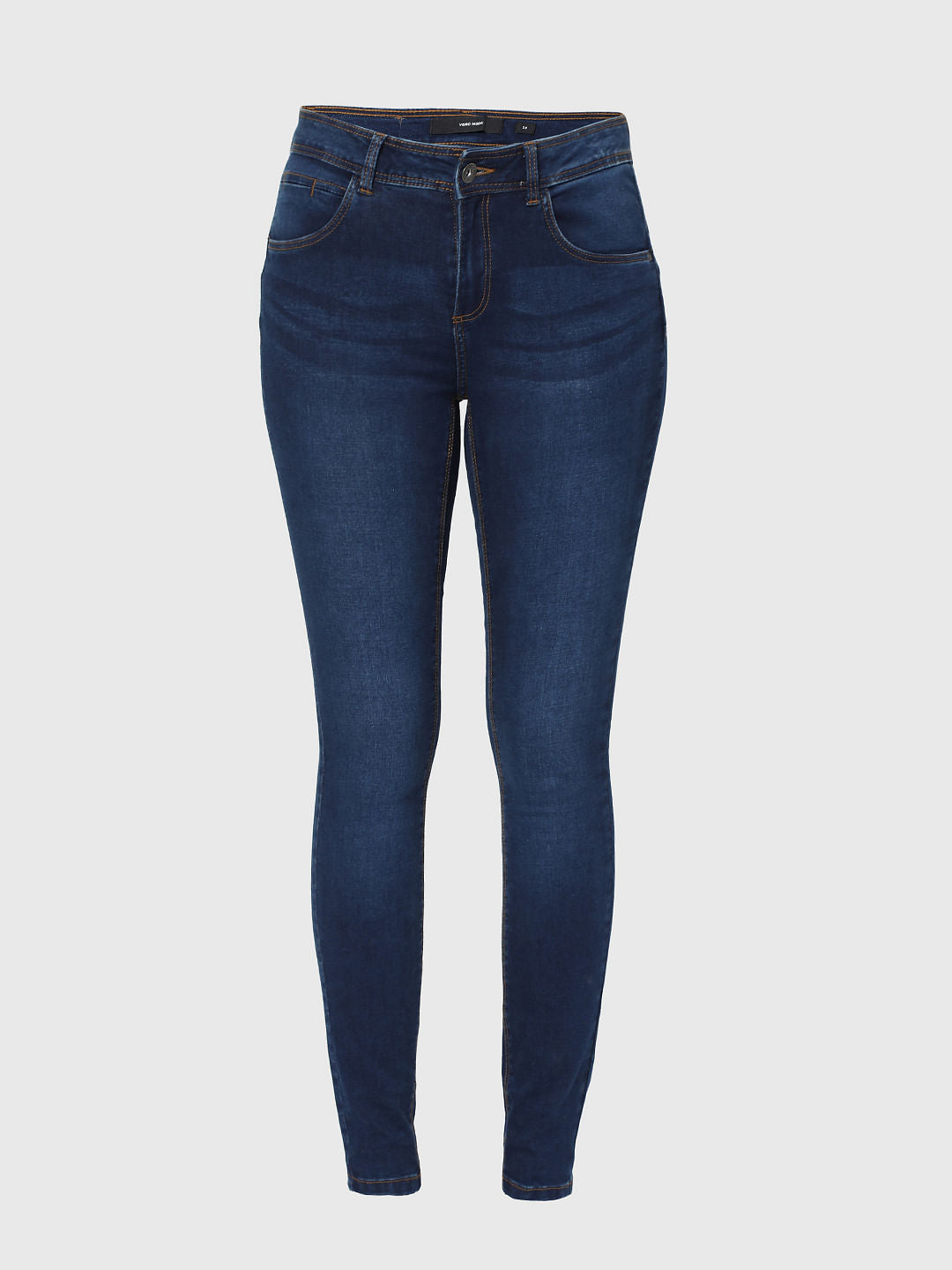 Blue Mid Rise Super Skinny Jeans